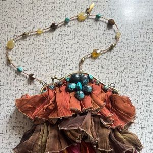 Mary Frances 'Rock my Soul' evening bag embellished with genuine turquoise.